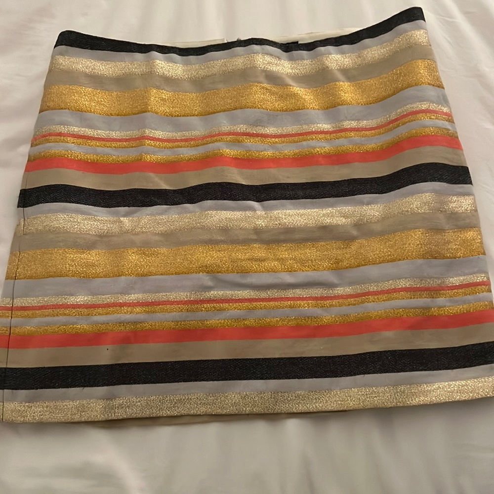 Jcrew metallic stripped mini skirt